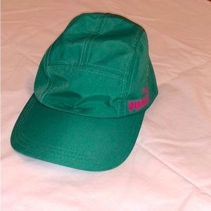 Puma Baseball Cap Green with Pink Logo